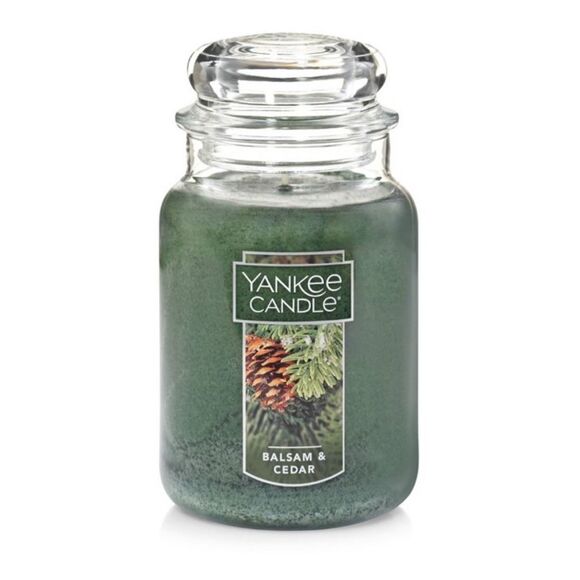 YANKEE CANDLE Balsam & Cedar Jar Candle Original Large 22oz Christmas Tree Scent - Picture 1 of 12